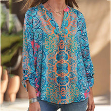 Load image into Gallery viewer, Floral Print Top Sexy V-neck Long Sleeve Loose Casual Women Street Autumn Top