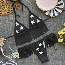 Load image into Gallery viewer, New Women Sexy Bikini Set Fringed Tassel Padded Star Print Swimwear