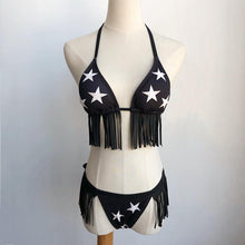 Load image into Gallery viewer, New Women Sexy Bikini Set Fringed Tassel Padded Star Print Swimwear