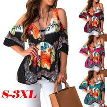 Load image into Gallery viewer, Summer Hot Women Clothes Casual Leisure Floral Shirt V Neck Tops Half Sleeve Blouse Beach