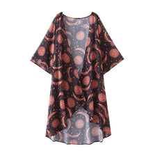 Load image into Gallery viewer, Chiffon Sun Moon Print Cardigan Sunscreen Bikini Blouse