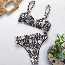 Load image into Gallery viewer, Leopard Sexy Women High Waist Bikini Swimsuit Swimwear Female Bandeau Thong Brazilian Biquini Bikini Set Bathing Suit Bather