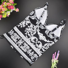 Load image into Gallery viewer, Two Piece Swimwear Women Plus Size Tankini Swimsuits with Shorts V neck Tankinis Set Swim Wear Black Print Bathing Suit 2XL