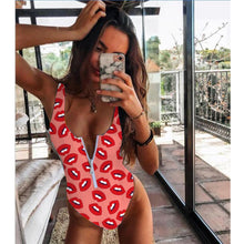 Load image into Gallery viewer, 2021 Striped Swimwear One Piece Swimsuit Women Backless Monokini Swimsuit Sport Bodysuit Beach Bathing Suit Swim Red White