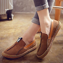 Load image into Gallery viewer, Suede Pure Color Slip On Stitching Flat Soft Shoes For Women