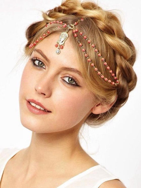 Bohemian Diamonds Pearl Fringe Headband Hair Band Headwear