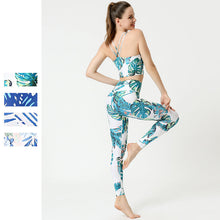 Load image into Gallery viewer, 2 Pcs Suit Yoga Suit Women's Print Yoga Tights Back Sports Bra Fitness Suit