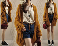 Load image into Gallery viewer, Casual Solid Color Knitted Long Cardigan