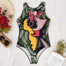Load image into Gallery viewer, Swimsuit One-piece Bikini Personality Abstract Printed Swimsuit Female Sleeveless Monokini