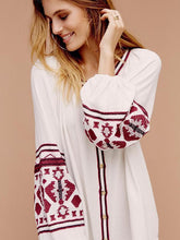 Load image into Gallery viewer, National Style Inwrought Floral-Print Deep V Neck Loose Bohemia Dress