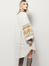 Load image into Gallery viewer, National Style Inwrought Floral-Print Deep V Neck Loose Bohemia Dress