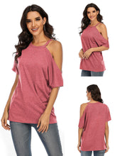 Load image into Gallery viewer, Hot Selling Solid Color Short Sleeve Spring and Summer New T-shirt Off Shoulder Top Women's 6 Colors Choice