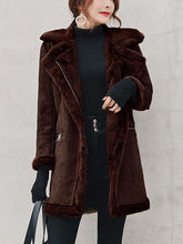 Load image into Gallery viewer, Fold Over Collar Zipper Plain Coat