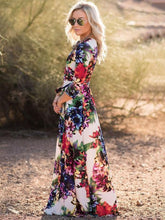 Load image into Gallery viewer, Fashion V-neck Long Sleeves Maxi Dress