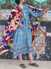 Load image into Gallery viewer, Romantic Blue Floral 3/4 Sleeve Bohemia Dress Maxi Dress