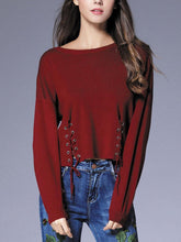 Load image into Gallery viewer, Brief Solid Color Drawstring Women Knited Sweaters