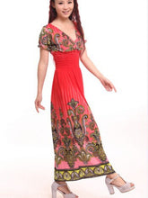 Load image into Gallery viewer, Bohemian Slim Short Sleeved Tuxedo Resort Beach Skirt Print Dress