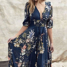 Load image into Gallery viewer, Womenswear statement print design V-neck sexy dress