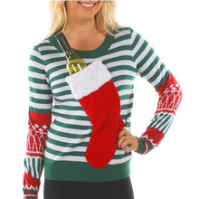 Load image into Gallery viewer, Fashion Christmas Sock Round Neck Sweater