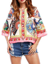 Load image into Gallery viewer, Bohemia Floral Printed Flared Sleeves Outwear Tops