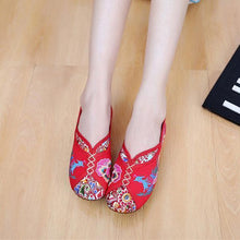 Load image into Gallery viewer, Phoenix Embroidered Old peking Vintage Flat Shoes