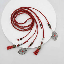 Load image into Gallery viewer, Ethnic Tibetan Headdress Magenta Hair Rope Hair Accessories Tassel Hair with Antique Headband