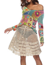 Load image into Gallery viewer, Rainbow Color Sexy Openwork Top Hand-Knit Beach Bikini Cover-Up