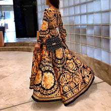 Load image into Gallery viewer, Early Autumn Long Sleeve V-Neck Print Maxi Dress