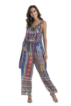 Load image into Gallery viewer, 5 pattern Wide-leg pants sexy halter V-neck lady print panties chiffon Rompers
