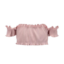 Load image into Gallery viewer, Off shoulder Short-sleeved chest wrapped spring chest fungus thread stretch top vest 9 colors