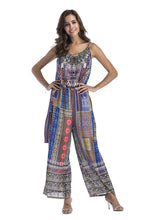 Load image into Gallery viewer, 5 pattern Wide-leg pants sexy halter V-neck lady print panties chiffon Rompers