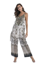 Load image into Gallery viewer, 5 pattern Wide-leg pants sexy halter V-neck lady print panties chiffon Rompers