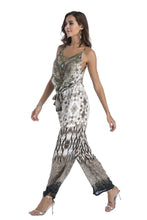 Load image into Gallery viewer, 5 pattern Wide-leg pants sexy halter V-neck lady print panties chiffon Rompers