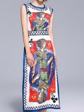 Load image into Gallery viewer, New Stylish Slim fit Split Hem Poker Printing Vest Dress
