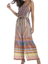 Load image into Gallery viewer, 5 pattern Wide-leg pants sexy halter V-neck lady print panties chiffon Rompers
