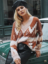 Load image into Gallery viewer, Fashion V Neck Knitting Loose Sweater Tops