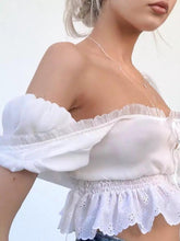 Load image into Gallery viewer, Girl Lace Puff Sleeve Short High Waist Top