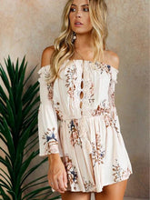 Load image into Gallery viewer, Sexy Off Shoulder Long Sleeve Floral Print Boho Rompers