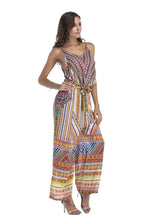 Load image into Gallery viewer, 5 pattern Wide-leg pants sexy halter V-neck lady print panties chiffon Rompers