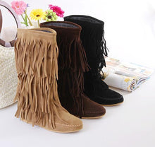 Load image into Gallery viewer, Flat tassels casual women s shoes in the tube female boots large size 40-43 yards