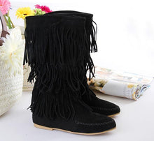Load image into Gallery viewer, Flat tassels casual women s shoes in the tube female boots large size 40-43 yards