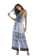 Load image into Gallery viewer, 5 pattern Wide-leg pants sexy halter V-neck lady print panties chiffon Rompers
