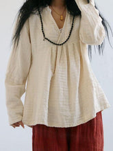 Load image into Gallery viewer, Solid Color Long Sleeve Linen Cotton Loose Tops Blouse