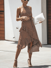 Load image into Gallery viewer, 3 Colors Summer Fashion Wave Point Lace Irregular Midi Dress