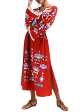 Load image into Gallery viewer, Bohemian Retro Sexy Print V-Neck Long-Sleeved Beach Long Dress