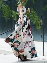 Load image into Gallery viewer, Autumn And Winter Sexy V-Neck Print Sleeveless High Waist Evening Dress