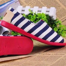 Load image into Gallery viewer, Stripe Canvas Flat Slip On Loafers