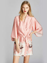 Load image into Gallery viewer, Ice silk pajamas women's summer silk nightgown bathrobe morning gowns large printed household clothes women's summer thin