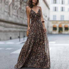 Load image into Gallery viewer, Sexy Leopard Print Spaghetti Strap Maxi Long Dress