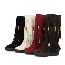 Load image into Gallery viewer, Women Boho Winter Tassel Warm Hidden Heel Long Boots